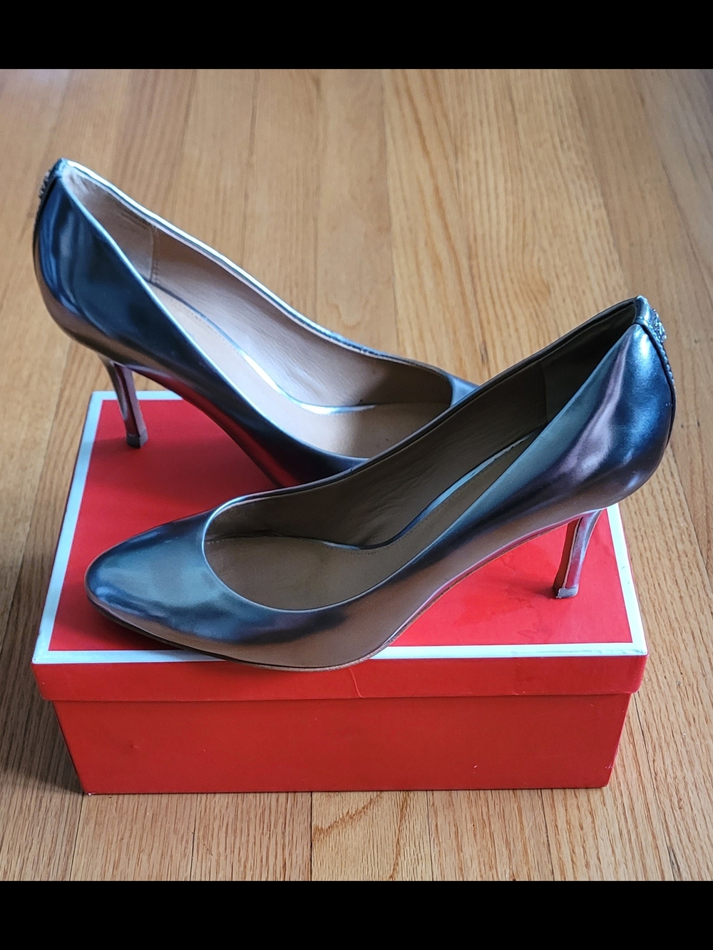 COACH "Nala" Metallic Pewter Heels- Size: 8